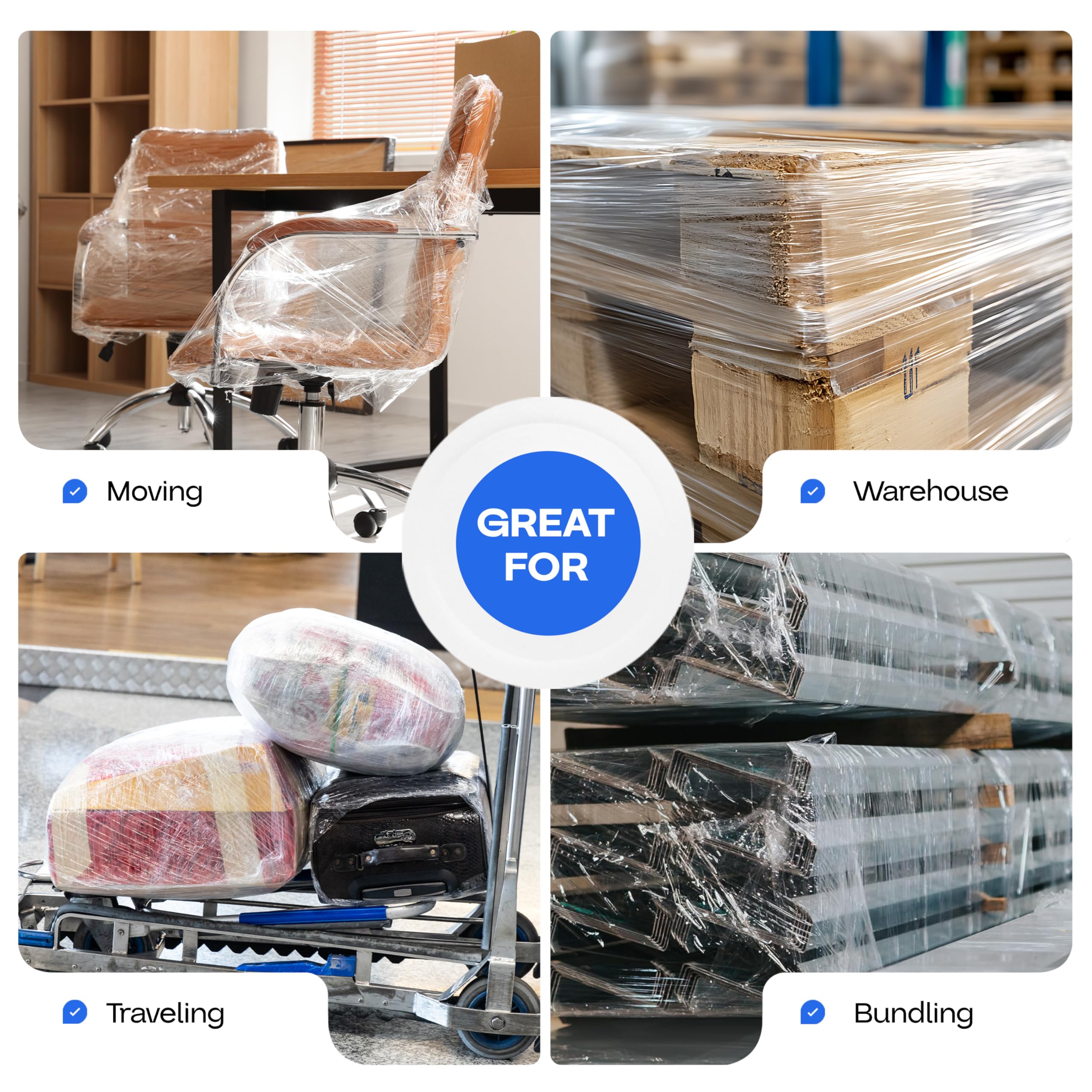 IDL Packaging 5 Inch Stretch Wrap Mini Roll - 700 Feet, 120 Gauge (12 Pack) with Plastic Handle - Heavy Duty Clear Pallet Wrap for Moving, Shipping & Storage - Secure Packaging for Boxes, Furniture & Office Supplies