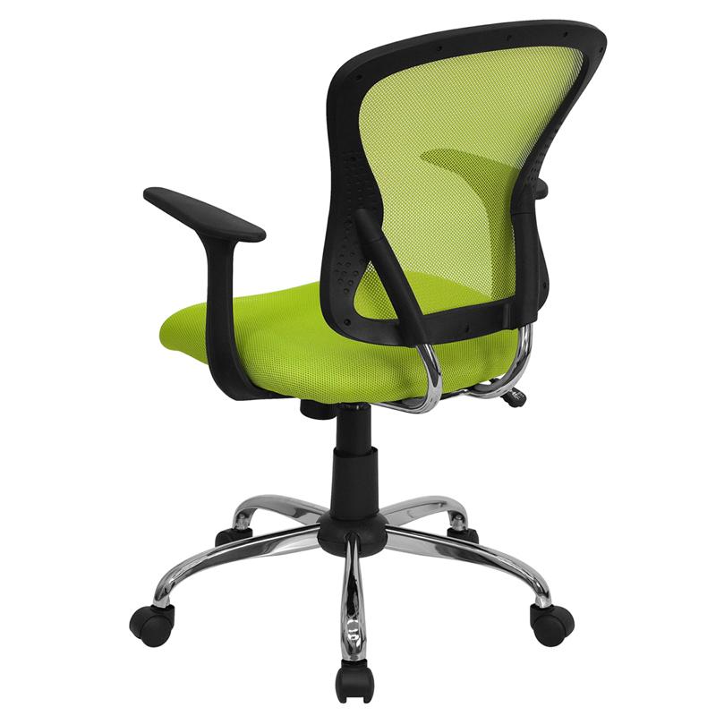 FLASH Alfred Mid Back Black Mesh Swivel Task Office Chair with Chrome Base and Arms - Ergonomic Desk Chair for Home Office, Computer Work & Gaming