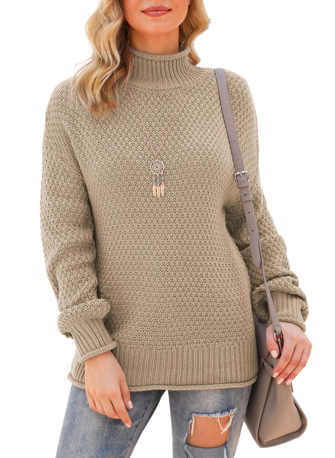 Jouica Women's Oversized Turtleneck Sweater - Batwing Long Sleeve Loose Knit Pullover Jumper | Warm Chunky Knitwear for Fall & Winter | Perfect for Casual Outfits, Office Wear and Cozy Nights