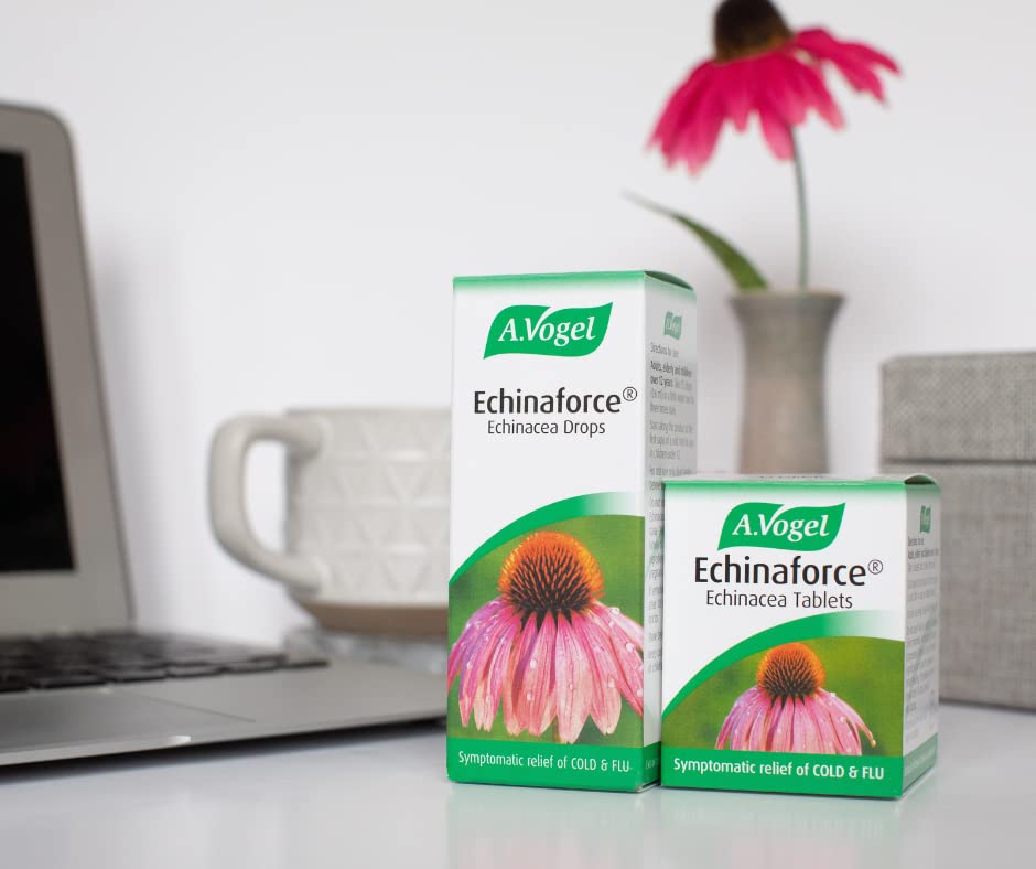A Vogel Echinaforce Echinacea Immune Support Supplement - 120 Tablets for Cold & Flu Relief, Natural Immune Booster for Adults & Kids - Perfect for Travel, Work & School Season