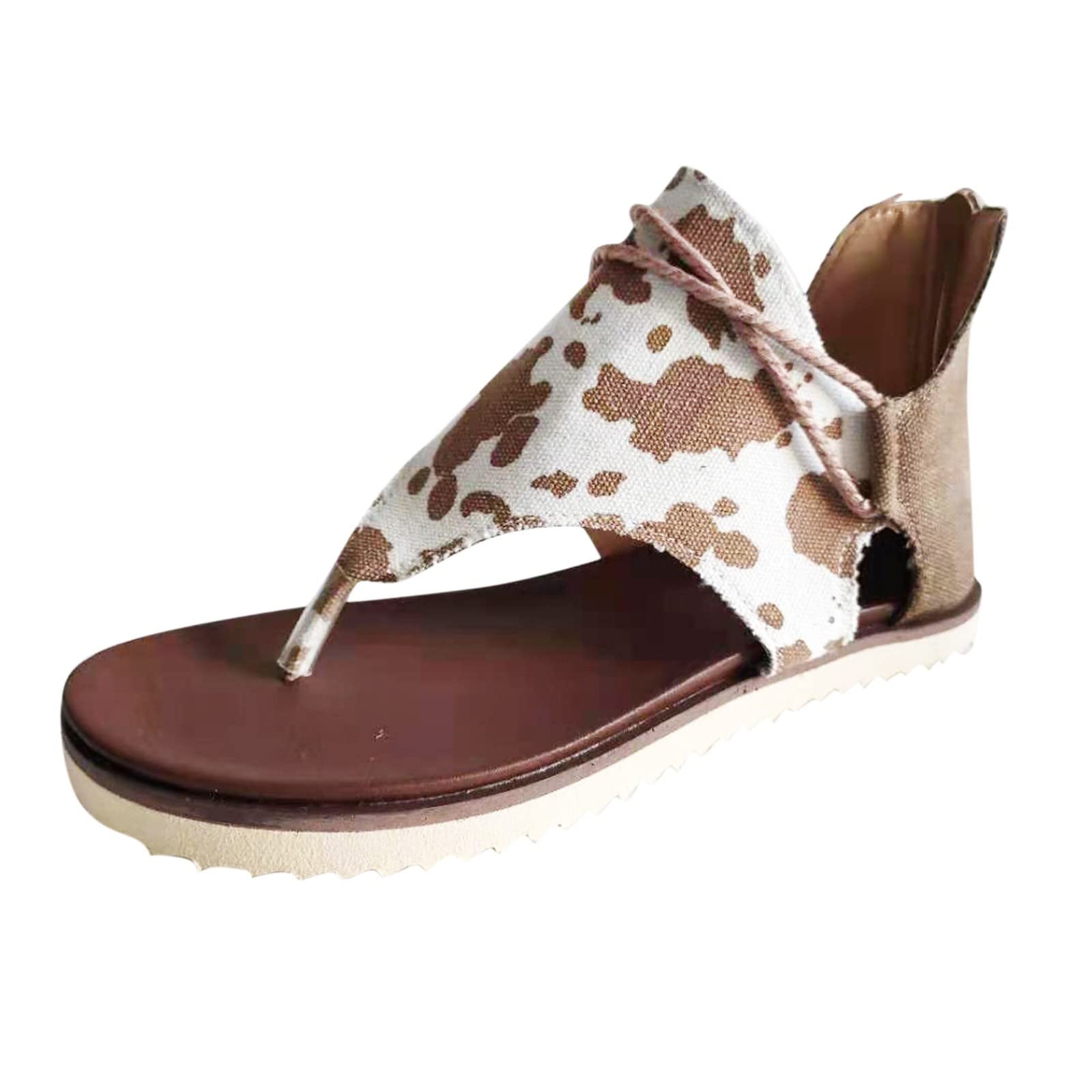 Women's Comfortable Plantar Fasciitis Sandals with Zipper - Retro Casual Flip Flops for Ladies, Camouflage Design, Dressy Summer Shoes - Perfect for Walking, Travel & Outdoor Activities