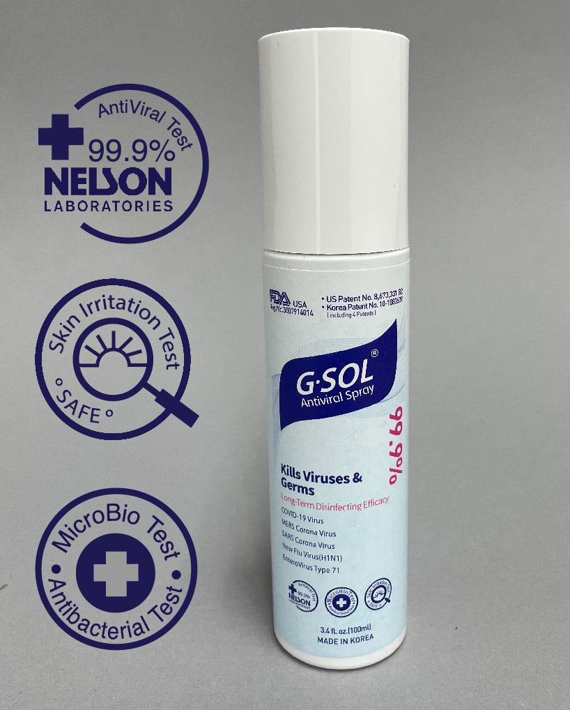 Antiviral Spray G Sol (100ml) - Disinfectant for Home, Office & Travel - Kills 99.9% of Germs & Viruses