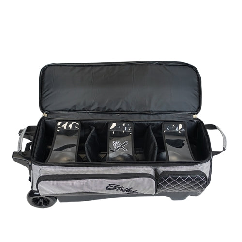 KR Strikeforce Royal Flush Silver Triple Roller Bowling Bag - Premium 3-Ball Rolling Case for Bowling Enthusiasts | Perfect for League Play, Tournaments & Practice Sessions