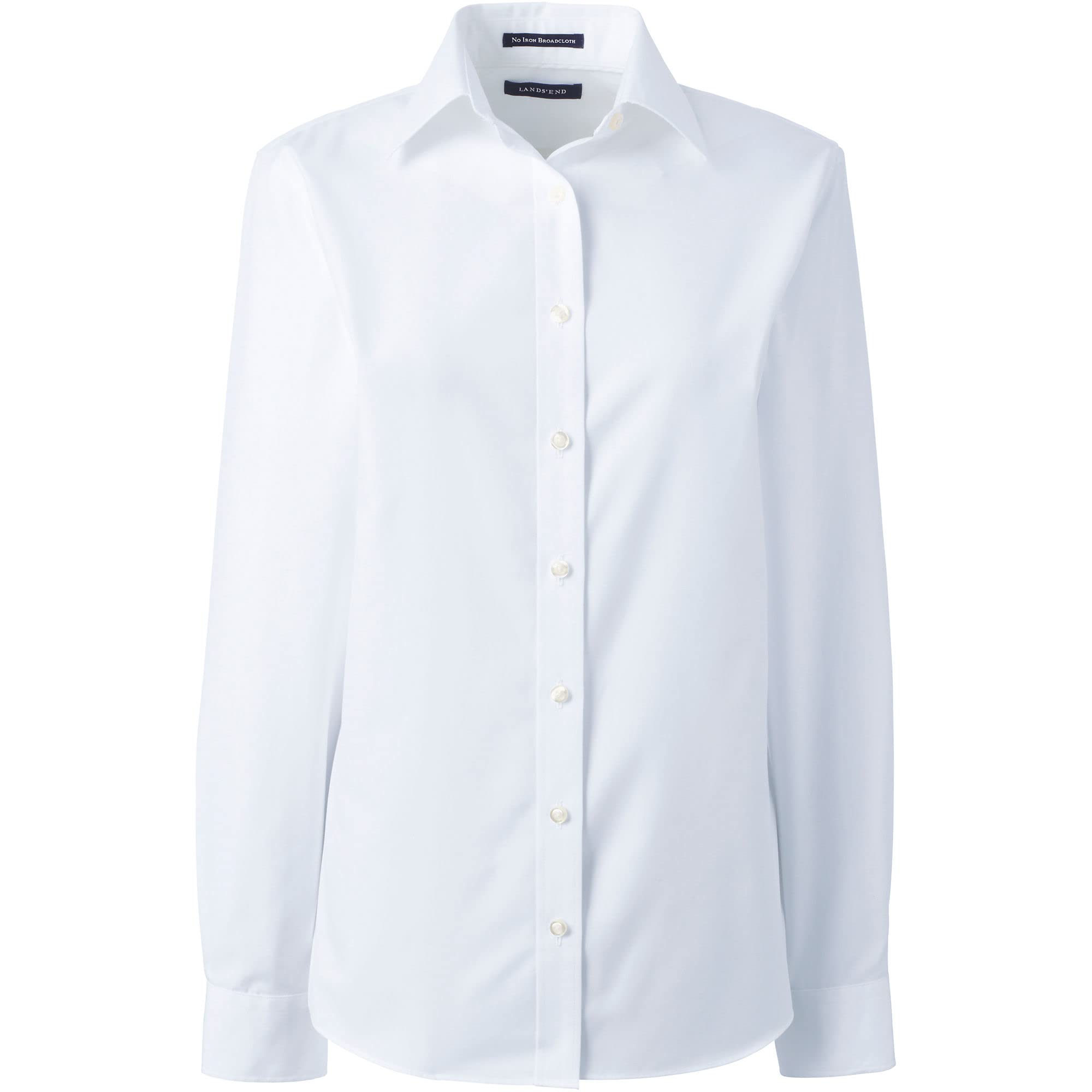 Lands' End Women's Long Sleeve Wrinkle-Free Broadcloth Dress Shirt - Perfect for Office Work, Business Meetings & Professional Occasions