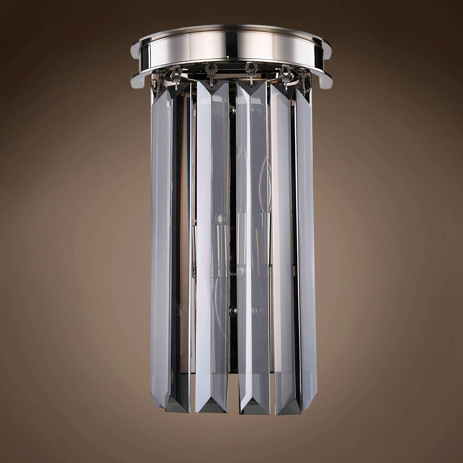 Crystal Prism Smoke Glass Wall Sconce - 2 Light 8