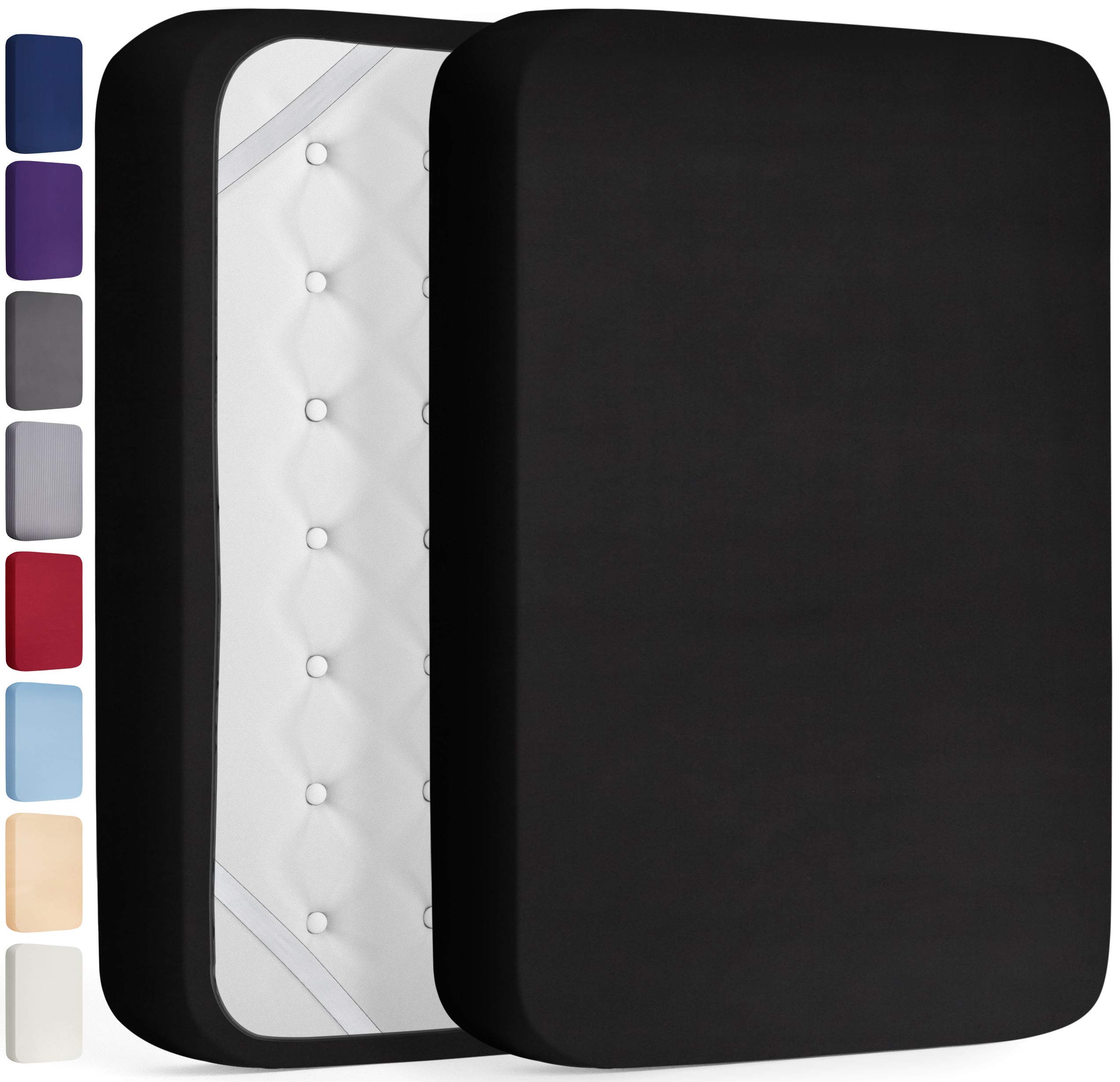 Extra Deep Pocket Fitted Sheet for XL Twin Size Mattress (Up to 21 Inch) - Soft & Breathable Black Bed Sheet - Perfect for Guest Rooms, Dorms, and Adjustable Beds