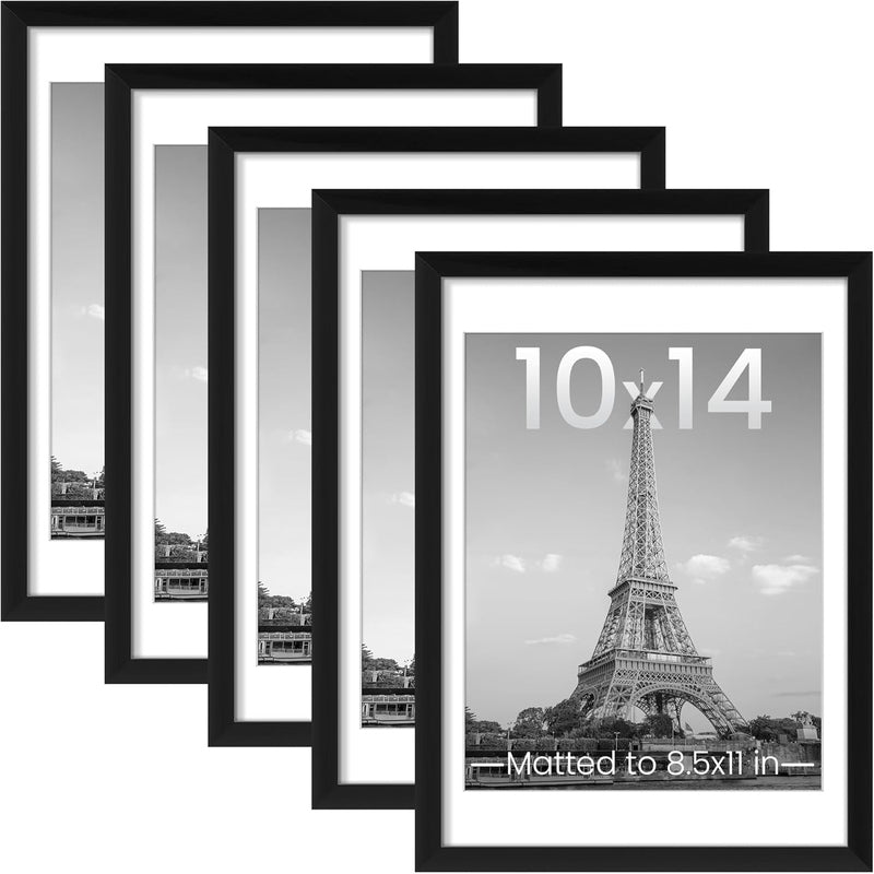 5 Piece Wall Gallery Picture Collage Frame Set - Black Wooden Photo Frames for Home Decor, Living Room, Bedroom & Office Display