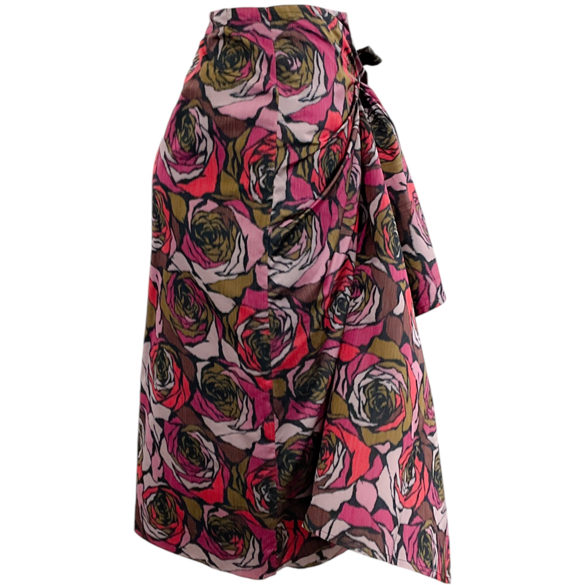 Dries van Noten Red & Magenta Silk Floral Faux Wrap Skirt for Women | Elegant Evening Wear & Special Occasion Outfit