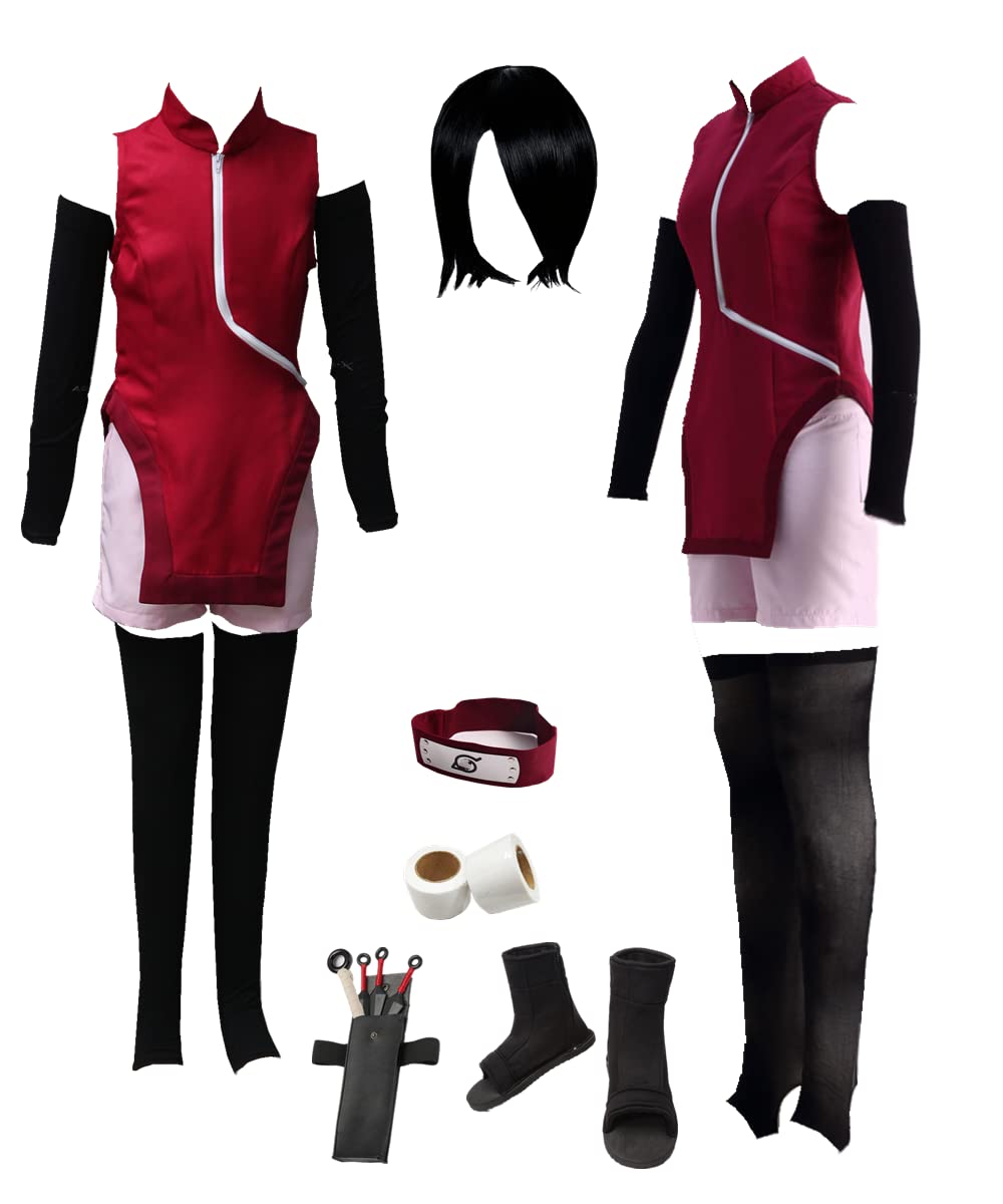 Anime Cosplay Red Cheongsam with Black Sleeves & Stockings - Women's Halloween Costume for Cosplay, Halloween Parties & Themed Events