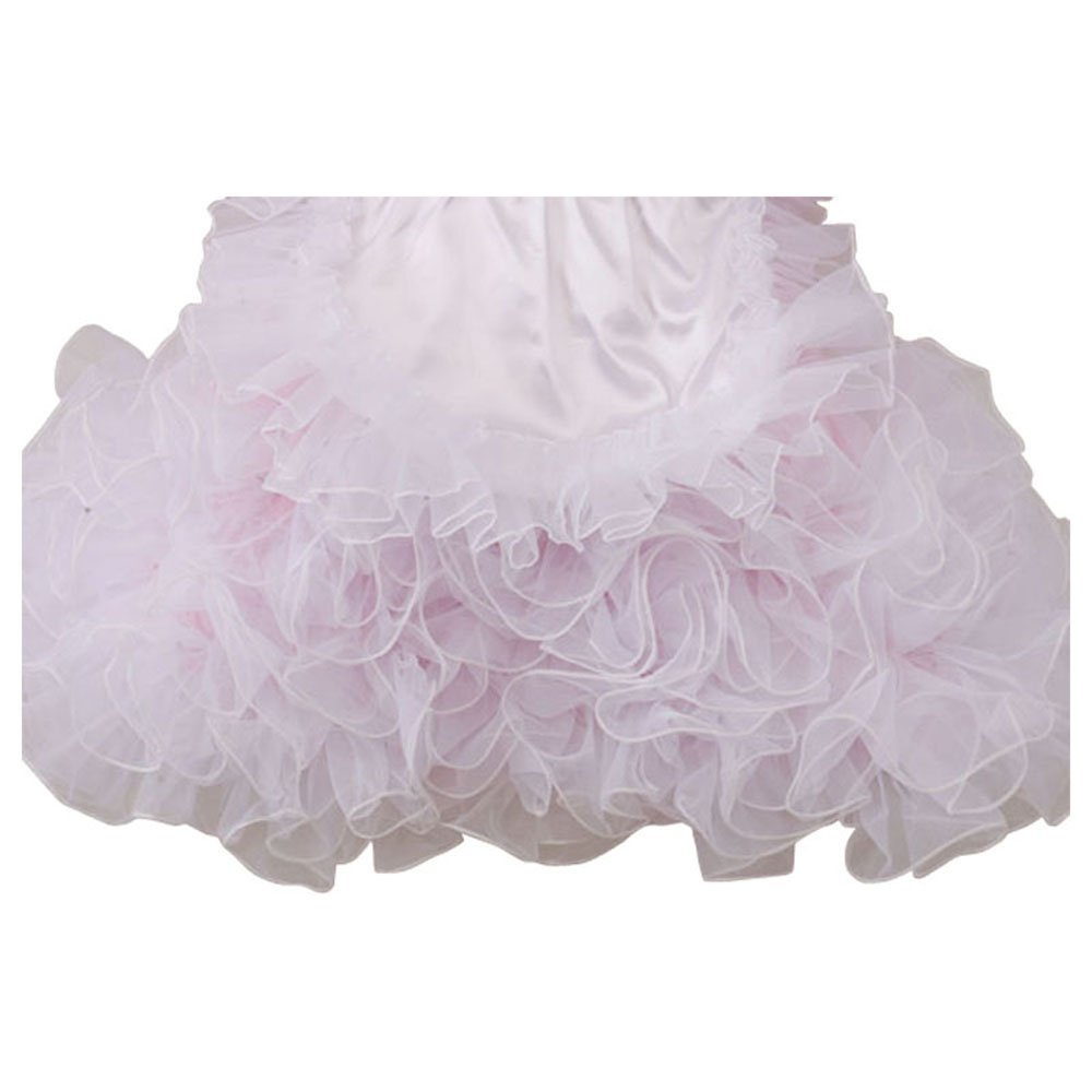 Elegant Women's French Maid Costume - White Satin & Organza Puffy Dress Uniform for Cosplay, Halloween & Role Play