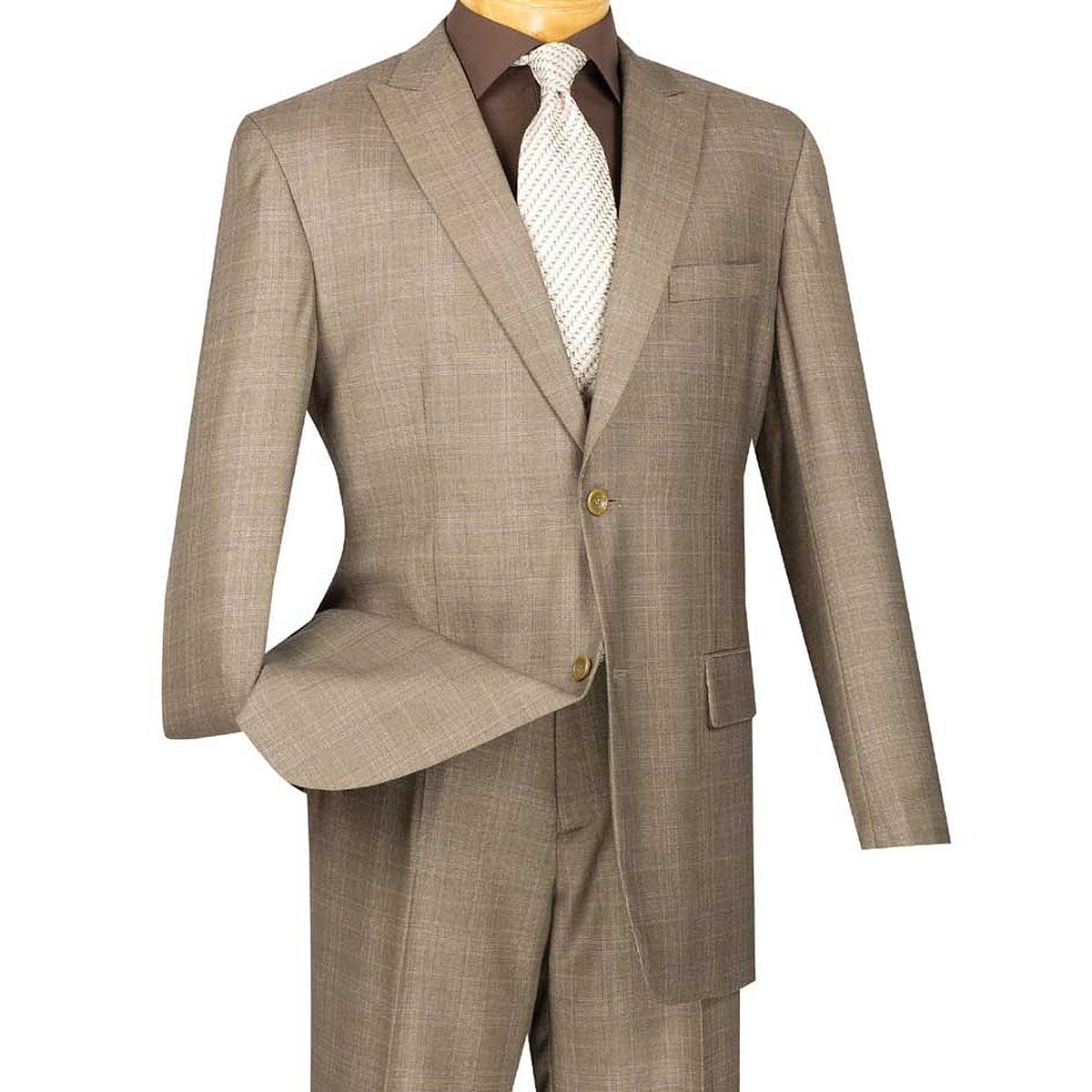 Men's 2-Piece Glen Plaid Single Breasted Suit Set with Matching Socks - Classic Business Attire for Office, Weddings & Formal Events