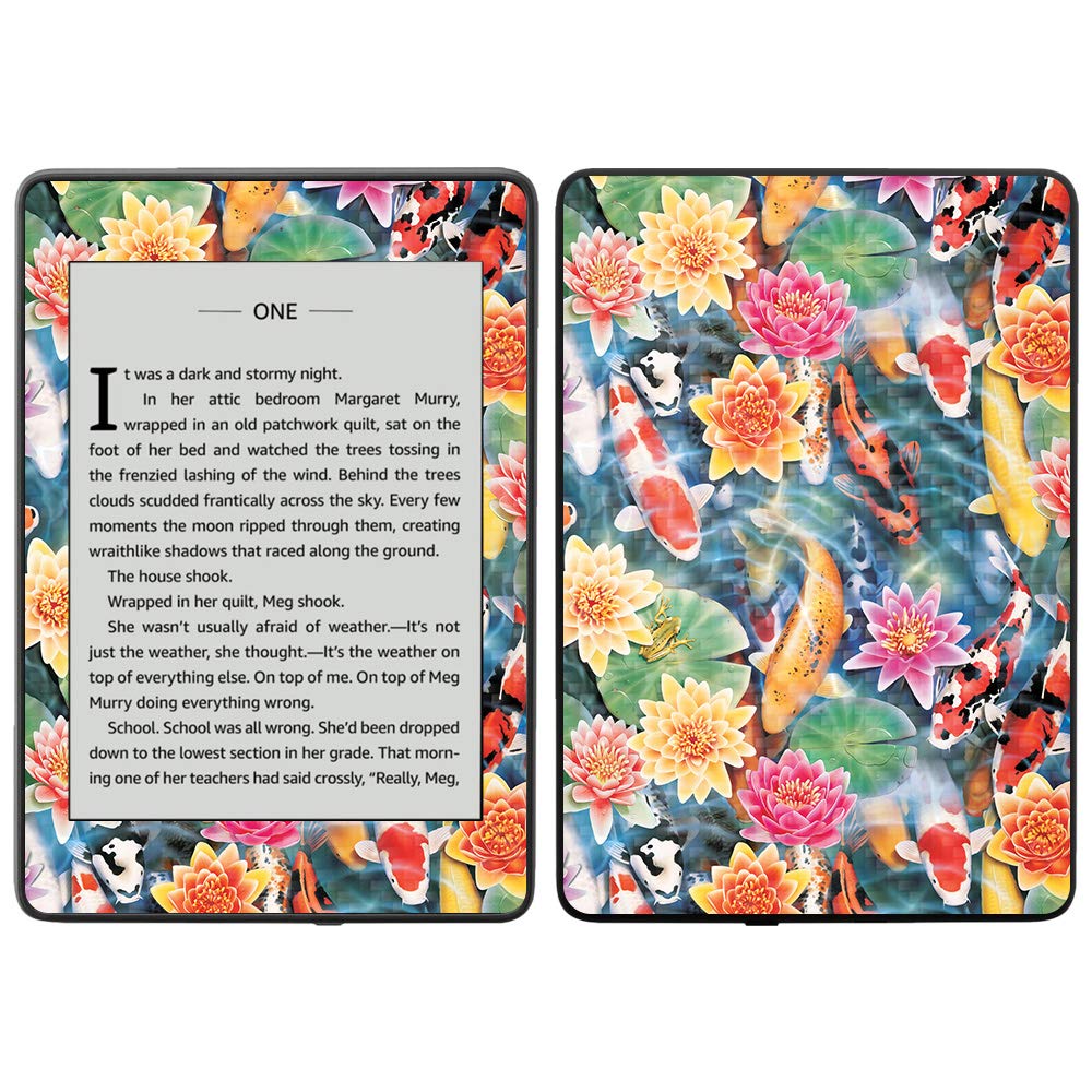 Premium Carbon Fiber Skin for Amazon Kindle Paperwhite 2018 (Waterproof Edition) - Blue Petals Design | Protective & Durable Textured Cover | Easy Application & Removal | Made in USA | Perfect for Travel, Reading & Daily Protection