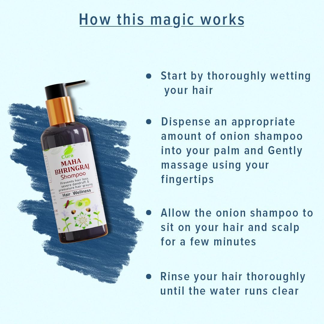 Mahabhringraj Shampoo for Hair Growth & Scalp Care - 2 Pack (200ml Each) - Ayurvedic Herbal Shampoo for Thicker, Stronger Hair - Perfect for Daily Hair Wash & Scalp Massage