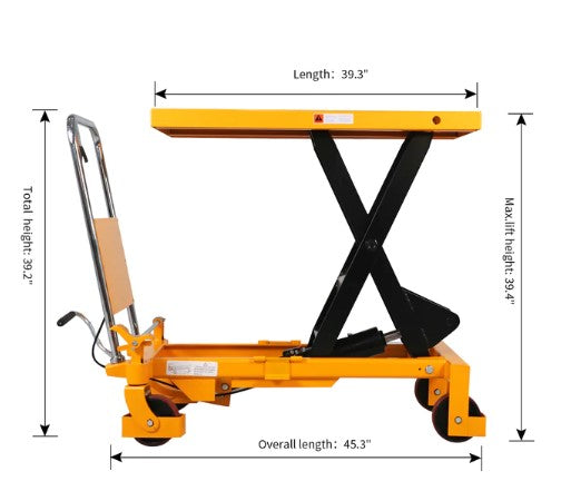 Apollolift A 2005 Heavy Duty Single Scissor Lift Table - 1760 lbs Capacity, 39.5