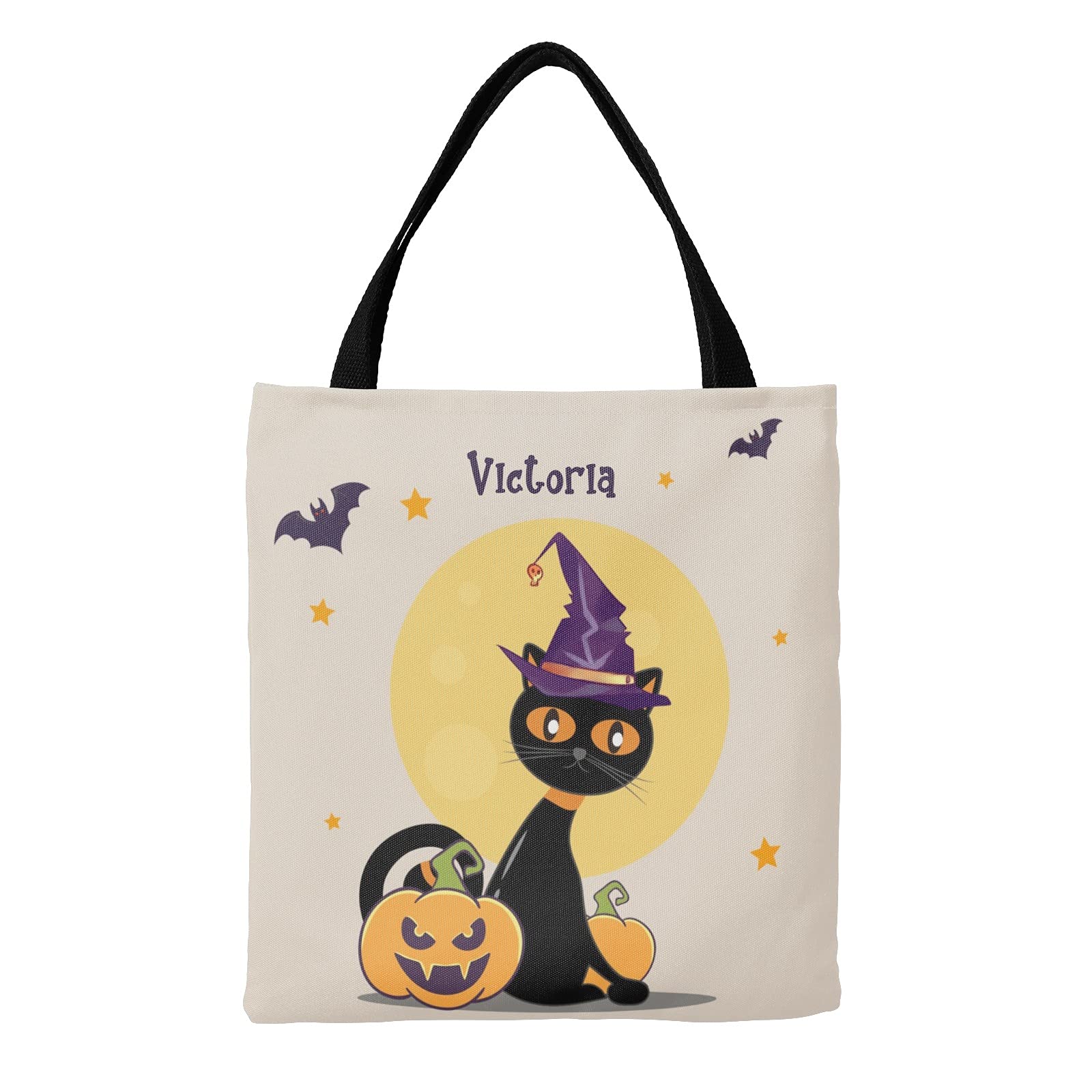 Personalized Halloween Canvas Tote Bags - Eco-Friendly Reusable Shopping Bags for Travel, School & Daily Use - Perfect Gift for Halloween Party Favors & Trick or Treat