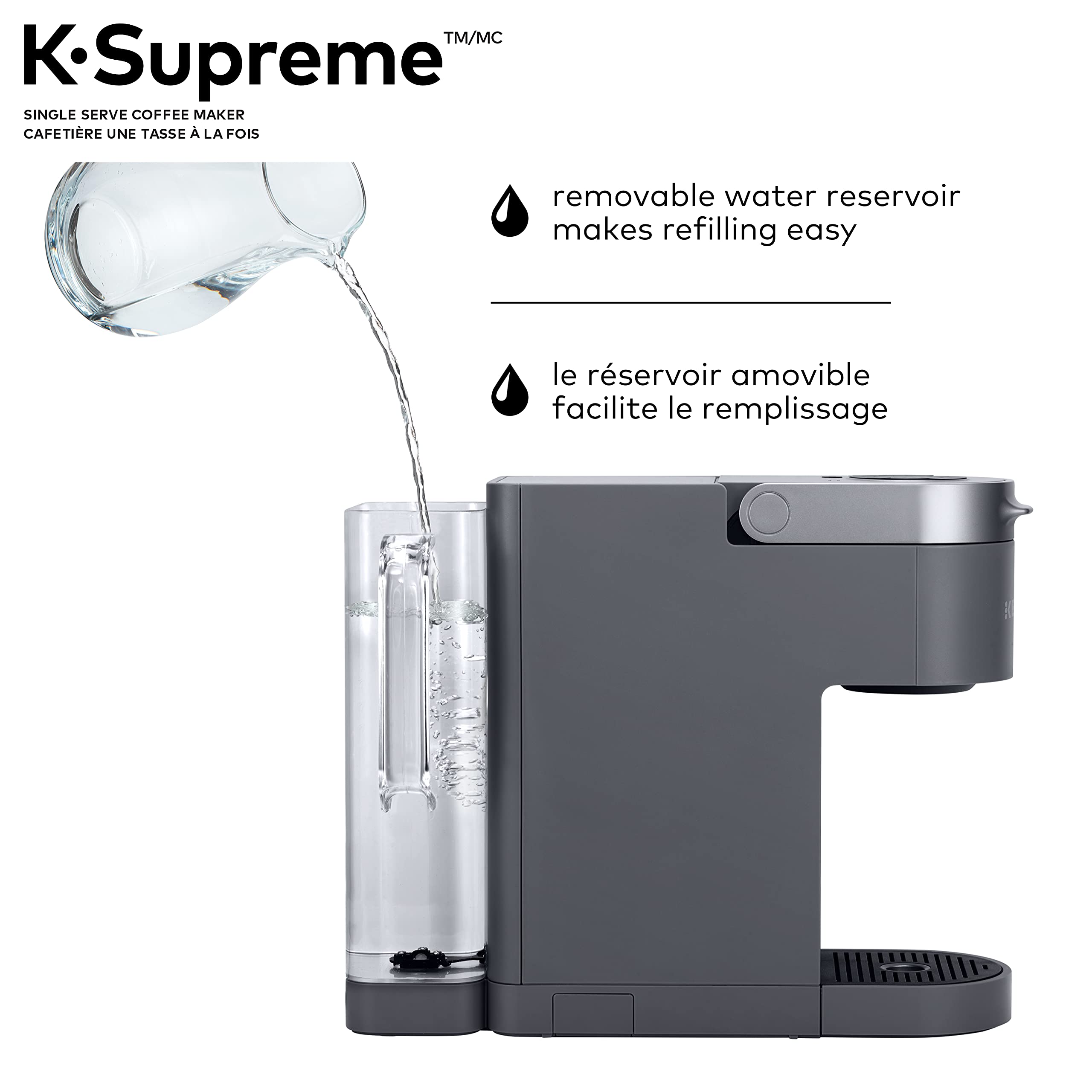 Keurig K-Supreme Single Serve Coffee Maker with MultiStream Technology - 66oz Dual-Position Water Reservoir, Customizable Brew Settings, Gray - Perfect for Home, Office & Small Business Use