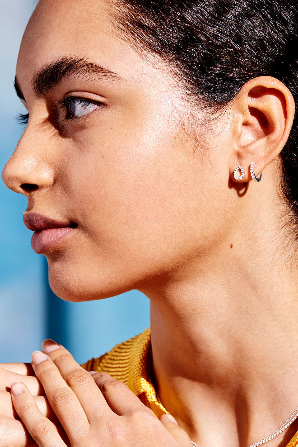 Pave Set Organic Circle Stud Earrings - Sterling Silver Minimalist Hoop Earrings for Women, Perfect for Everyday Wear, Office & Date Night