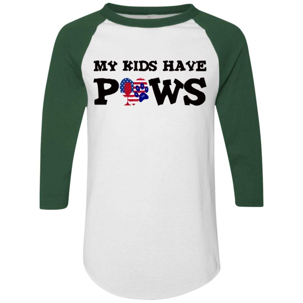 My Kids Have Paws Colorblock Raglan Jersey - Funny Dog Lover T-Shirt for Women | WineyBitches.Co | Perfect for Pet Owners, Dog Moms & Animal Lovers