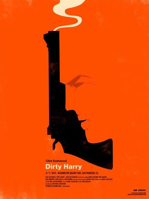 Dirty Harry Movie Poster by Olly Moss - Vintage Art Print for Home & Office Decor - Perfect for Movie Fans & Collectors