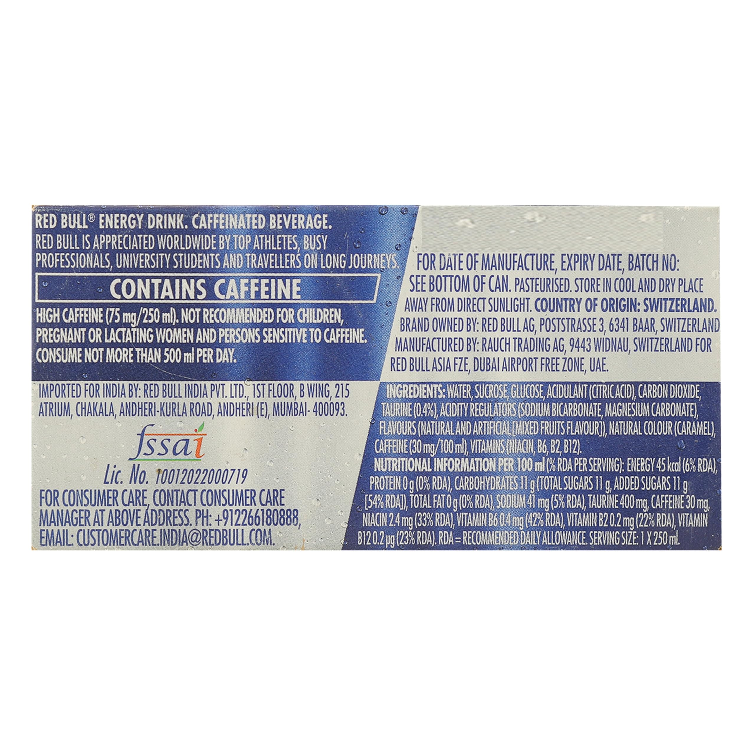 Red Bull Energy Drink - 250ml (Pack of 2) | Sugar-Free Caffeine Boost for Workouts, Study & Late Nights | Energy Drink for Focus & Performance