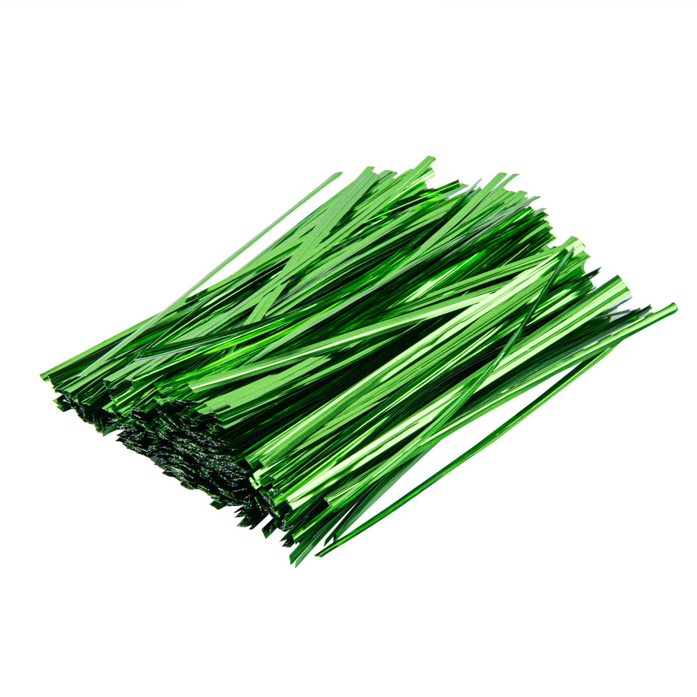 Premium Green Metallic Twist Ties for Bags - 500 Count Box | Secure & Reusable Bag Closures for Food Storage, Bread Bags & Gift Wrapping