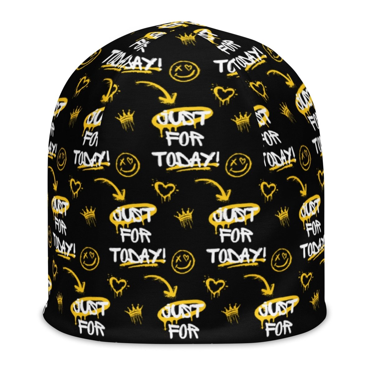 Just for Today Motivational Graffiti Beanie - Trendy Streetwear Knit Hat for Urban Fashion & Winter Outfits