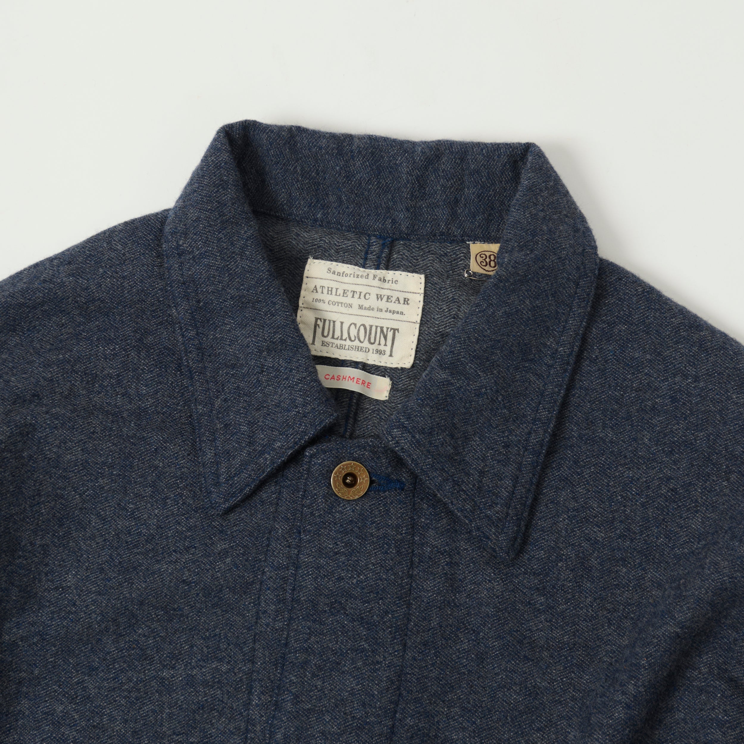 Full Count 2015 10 Wool/Cashmere Lightweight Overshirt - Navy Blue Men's Casual Shirt for Fall & Winter Layering | Office Wear & Outdoor Activities