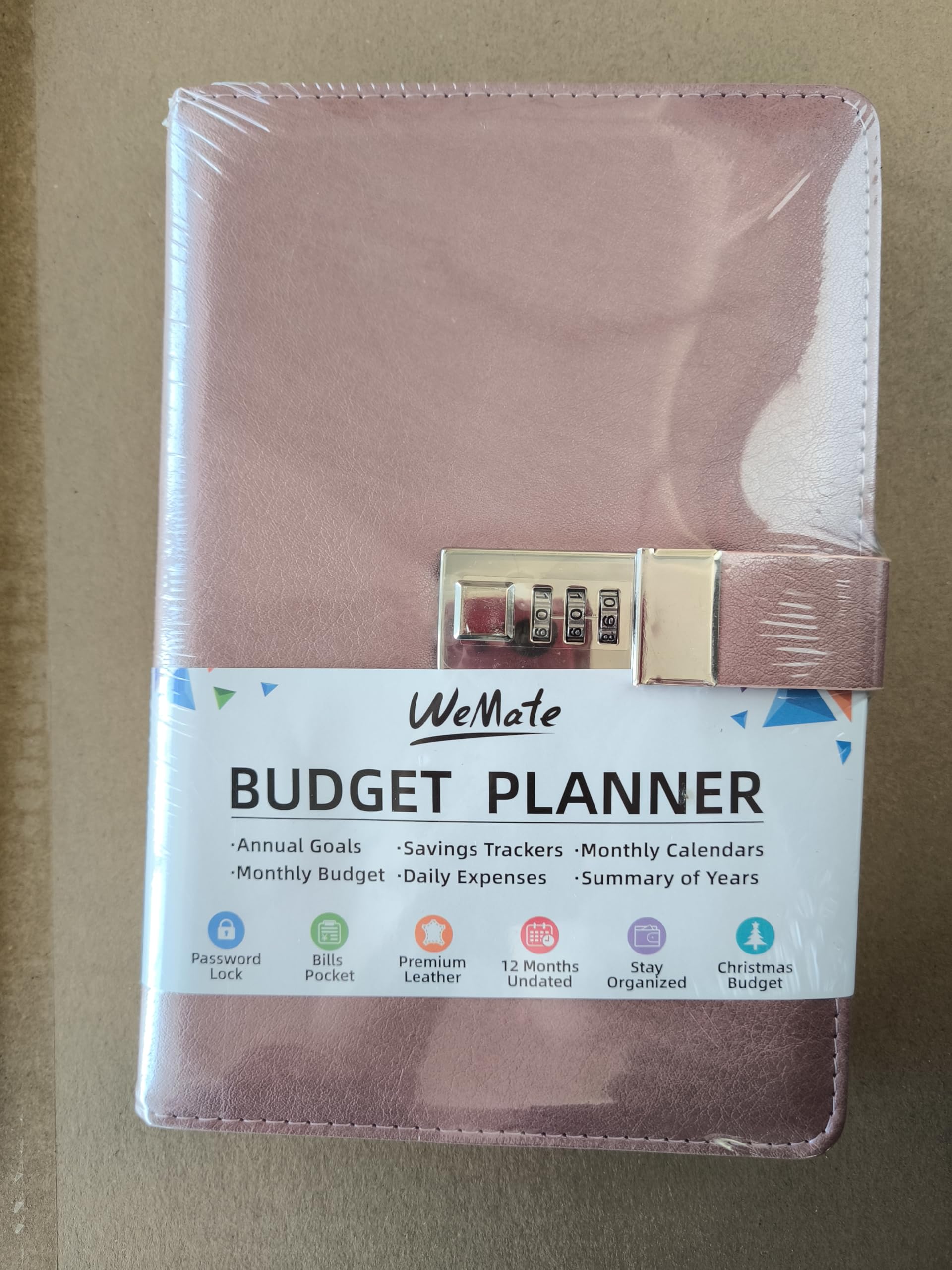 WEMATE 2025 Monthly Budget Planner with Lock - A5 Leather Expense Tracker Notebook & Financial Organizer - Undated Money Management Journal in Rose Gold - Perfect for Personal Finance, Bill Tracking, and Savings Goals