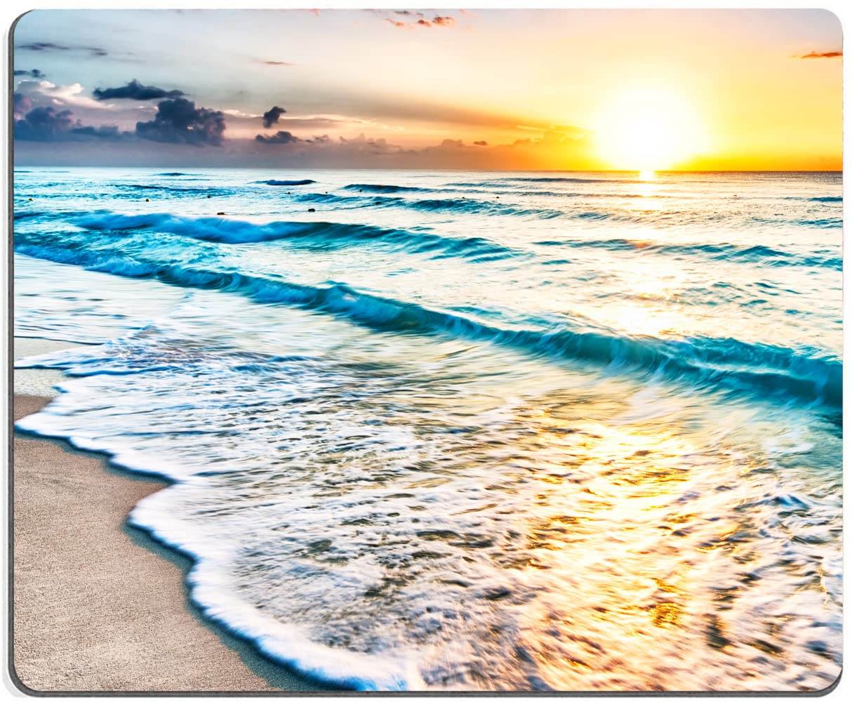 EASTSMOOTH Large Mouse Pad with Non-Slip Rubber Base - Custom Beach Sunset Design Waterproof Computer Mousepad for Gaming, Office & Home Use on PC, Laptop & Mac - Perfect for Work, Gaming & Daily Computing