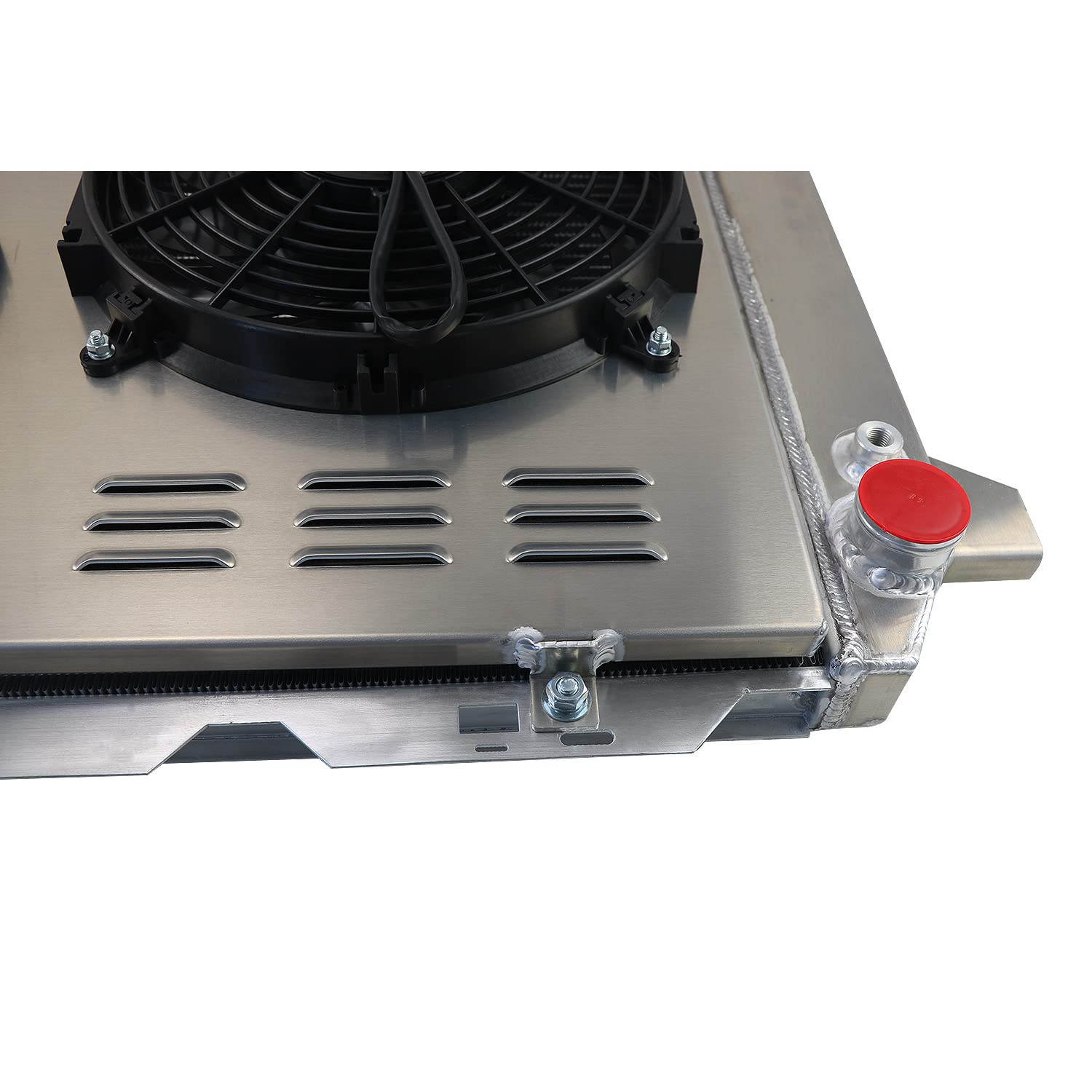 High-Performance 4 Row Aluminum Radiator for 1985-1996 Ford F150 F250 F350 Bronco - Complete Cooling Kit with Fan Shroud & Thermostat Relay - Perfect for Off-Roading, Towing & Hot Weather Driving