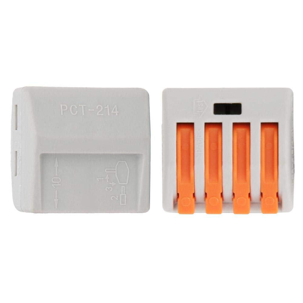12 Pcs Spring Terminal Block Connectors - PCT-214 4 Way Cable Connector for Electrical Wiring, DIY Projects & Home Appliances