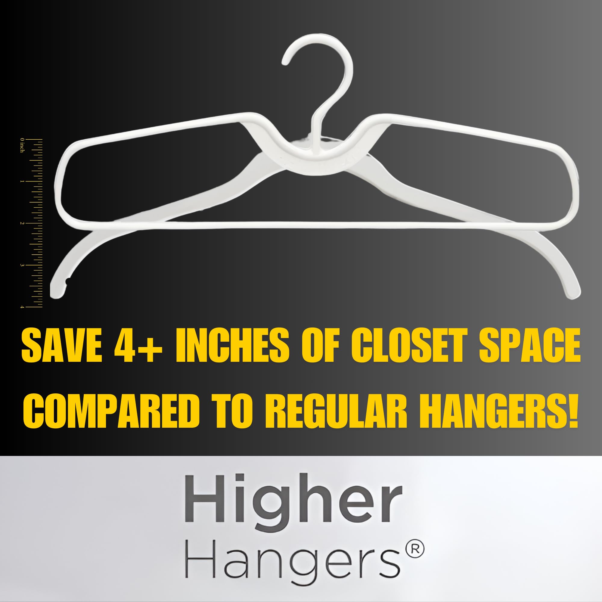 Higher Hangers 40-Pack Heavy Duty White Plastic Closet Organizers - 17 Inch Space Saving Clothes Hangers for Wrinkle-Free Storage | Perfect for Home, Apartment, Dorm, RV, Boat & Yacht Closet Organization