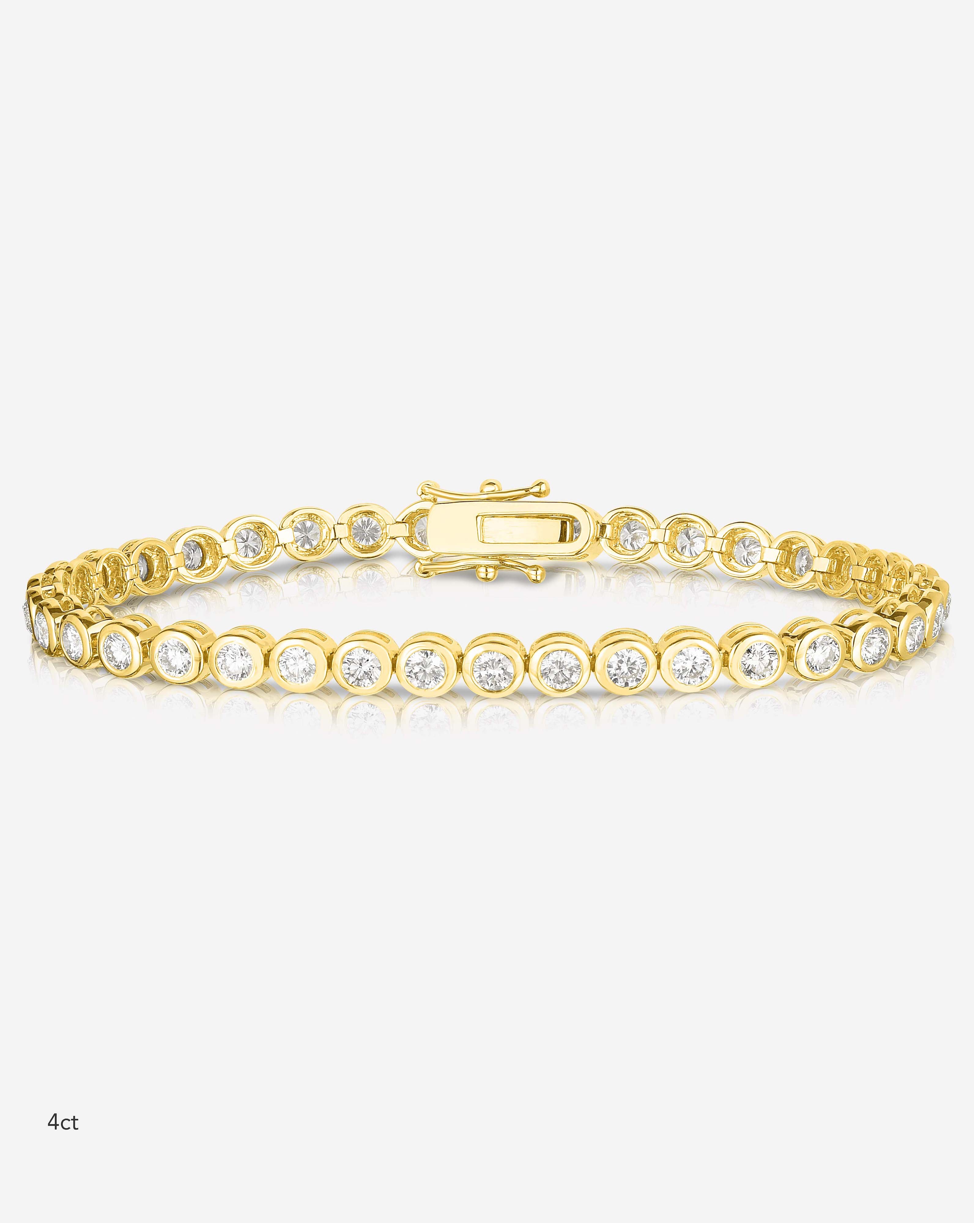 Bezel Classic Diamond Tennis Bracelet - 14K Gold Plated Elegant Women's Jewelry for Parties, Weddings & Special Occasions