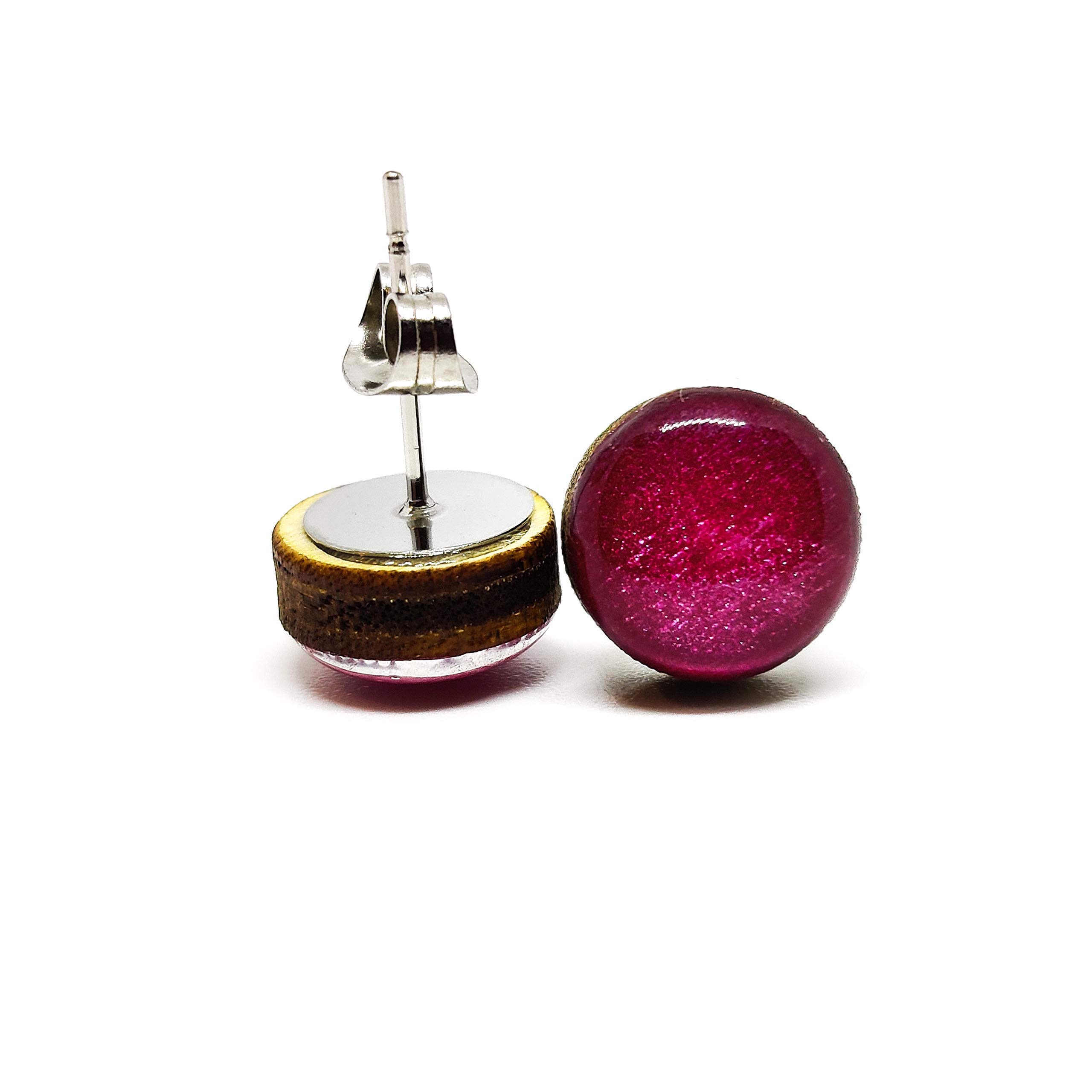 10mm Shimmer Stud Earrings for Women & Men - Hypoallergenic Stainless Steel Posts for Sensitive Ears - Handmade Bright Berry Shimmer Jewelry - Perfect for Everyday Wear, Gifts & Special Occasions