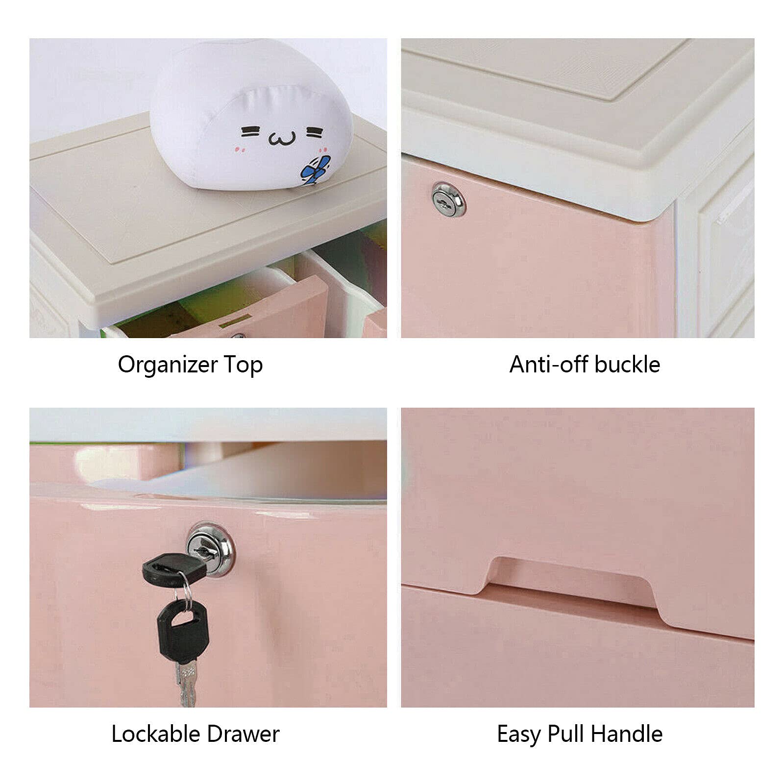 Portable 6-Drawer Plastic Dresser Storage Tower - Sturdy Closet Organizer for Bedroom, Freestanding Wardrobe with 4 Wheels, Pink - Perfect for Small Spaces, Dorm Rooms & Apartment Organization