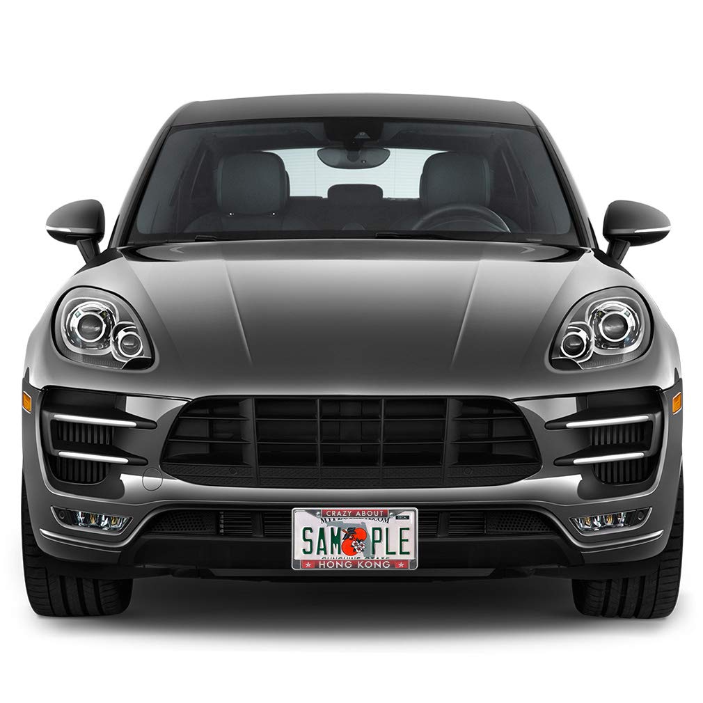 Crazy About Hong Kong Metal License Plate Frame - Weatherproof Car Accessories with Solid Insert (Hot Pink, 2 Holes) - Perfect for Car Enthusiasts & Hong Kong Lovers