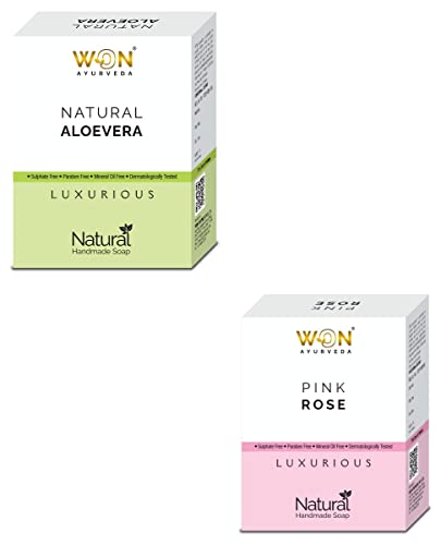 WON AYURVEDA Natural Aloe Vera & Pink Rose Face Gel - Pack of 2 | Hydrating & Soothing Skin Care for Dry & Sensitive Skin | Perfect for Daily Moisturizing & After Sun Care