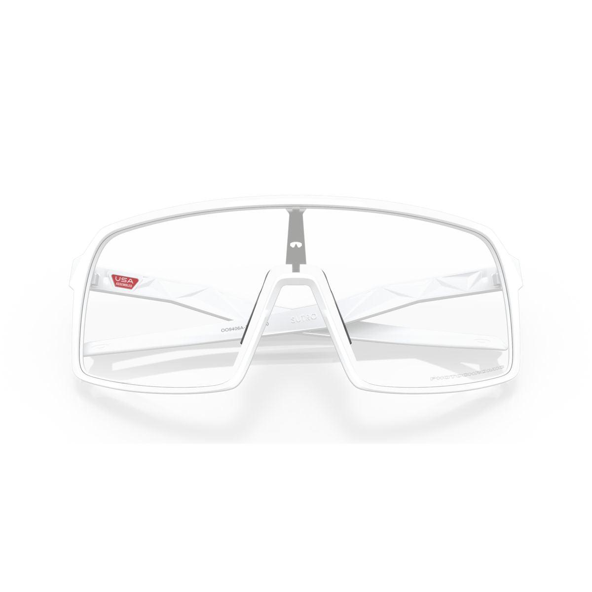 Oakley Sutro Sunglasses - Matte White Frame, Clear to Black Iridium Photochromic Lenses (Low Bridge Fit) for Running, Cycling & Outdoor Sports - Model 0OO9406A 940634