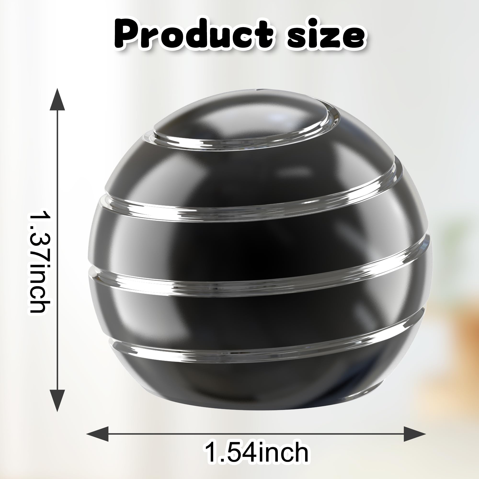 Kryfa Kinetic Desk Toy - Stress Relief Fidget Spinner for Adults - Office Desk Accessories for Anxiety & Focus - Black (1.54