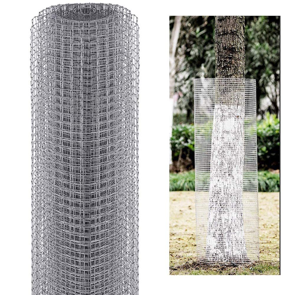 Galvanized Wire Mesh Fence Roll 0.9x46m - 1.5cm Square Openings Hardware Cloth for Garden, Chicken Coop, Rabbit Enclosure & Vegetable Protection (Silver) - Durable Animal Fencing for Backyard, Farm & DIY Projects