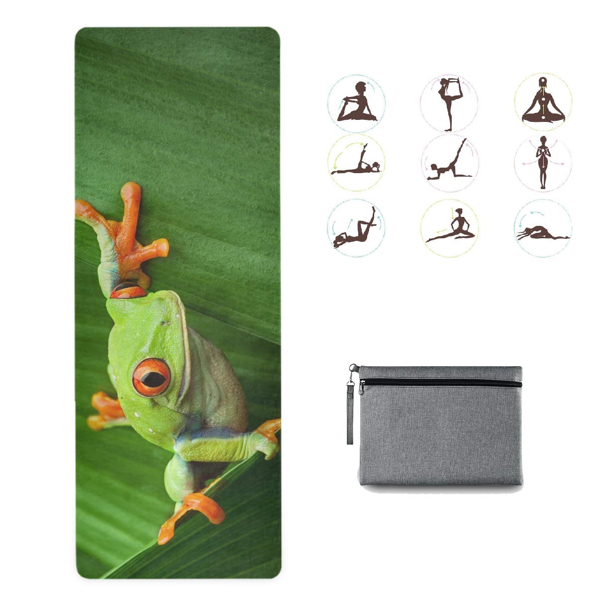 Non-Slip Foldable Yoga Mat for Women - Tropical Rainforest Red-Eyed Tree Frog Design, Home Gym & Travel Exercise Mat for Pilates, Yoga, and Indoor Workouts - Perfect for Home Fitness, Studio Sessions, and Outdoor Yoga Retreats