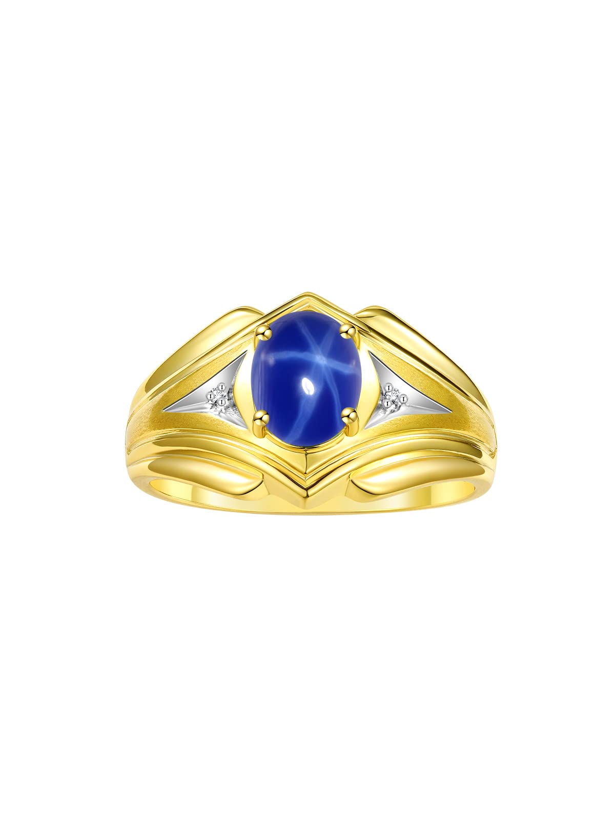 Rylos Men's Yellow Gold Plated Silver Ring with 9X7MM Oval Gemstone & Diamond - Classic Designer Birthstone Ring for Men (Sizes 8-13) | Perfect for Weddings, Anniversaries, and Special Occasions