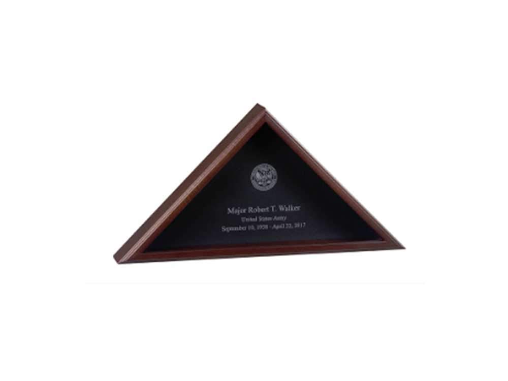 Personalized American Flag Display Case - Laser Engraved Wooden Shadow Box for Military, Police & Firefighter Memorials - Perfect for Home, Office & Memorial Displays