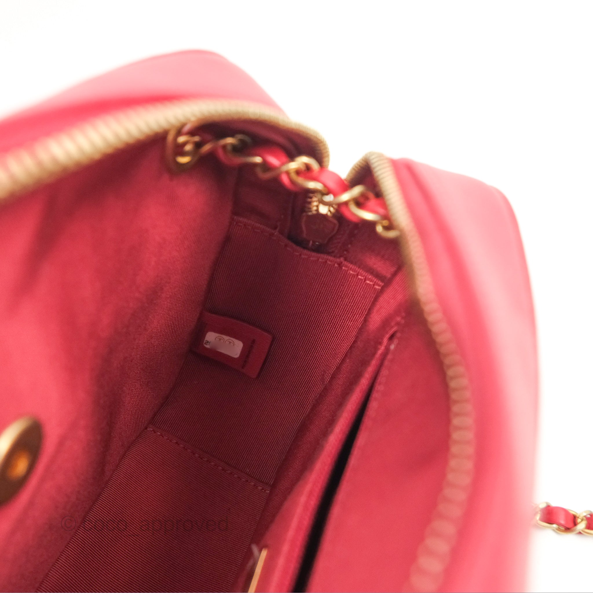 Chanel Red Goatskin Camera Bag with Aged Gold Chain Strap - Luxury Crossbody Bag for Women, Perfect for Parties & Evening Events