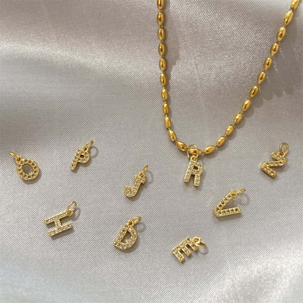 14K Gold Alphabet Charm Pendant Necklace - Personalized Initial Necklace for Women, Gift for Her | Perfect for Birthdays, Anniversaries & Everyday Wear (HSN701)