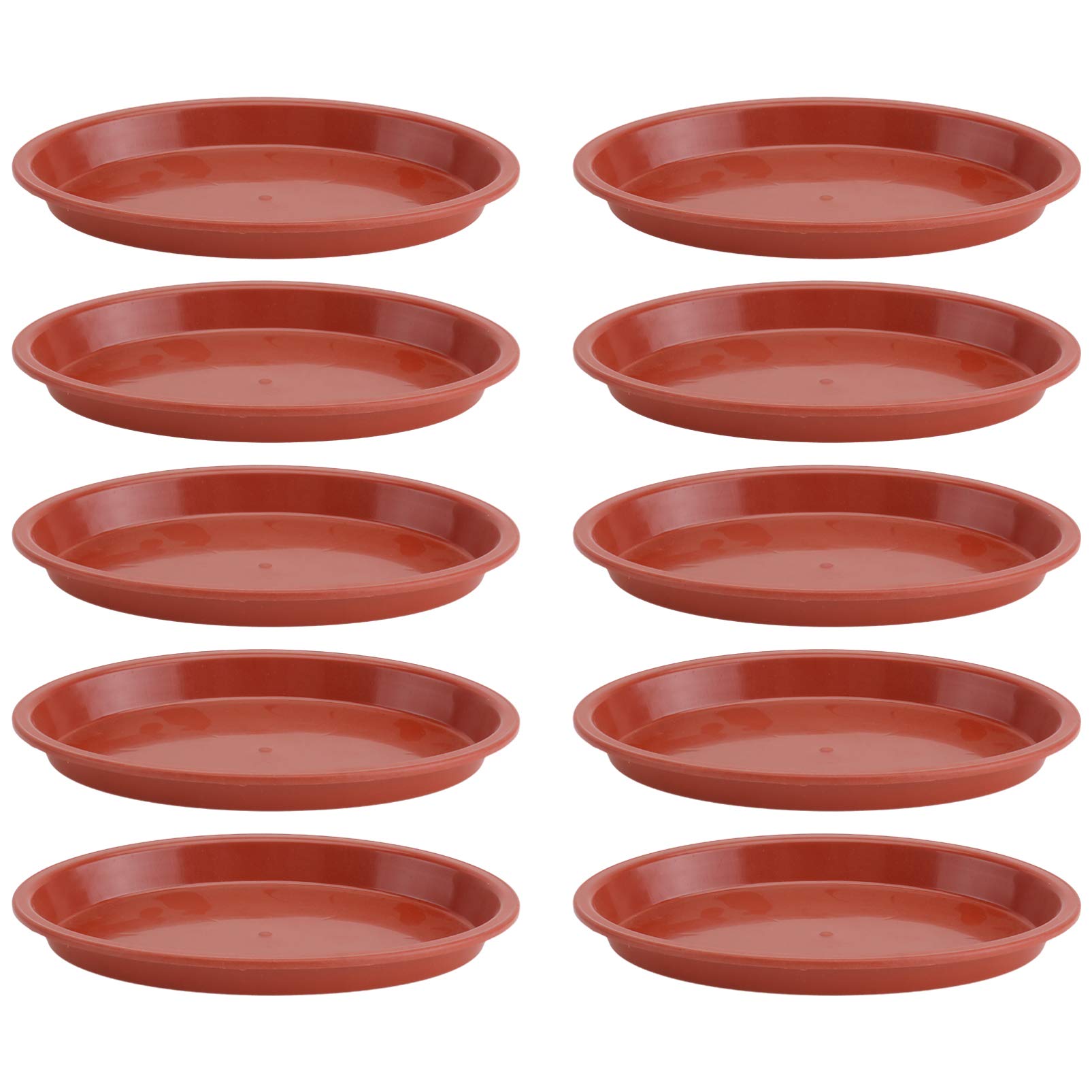 YARNOW 10 Pack Plastic Plant Pot Saucers - Drip Trays for Indoor Outdoor Garden, Bonsai, Flower Pots - Heavy Duty Plant Pot Base for Water Drainage (Red) - Perfect for Home, Patio, and Balcony Gardening