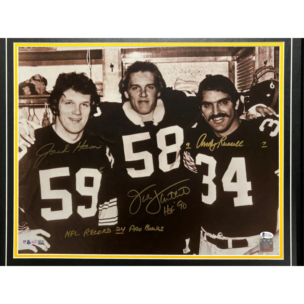 Jack Ham Andy Russell Lambert Autographed Steelers 16x20 Framed Photo - BAS Signed Pittsburgh Steelers Memorabilia - Perfect for Man Cave, Sports Bar, or Steelers Fan Gift