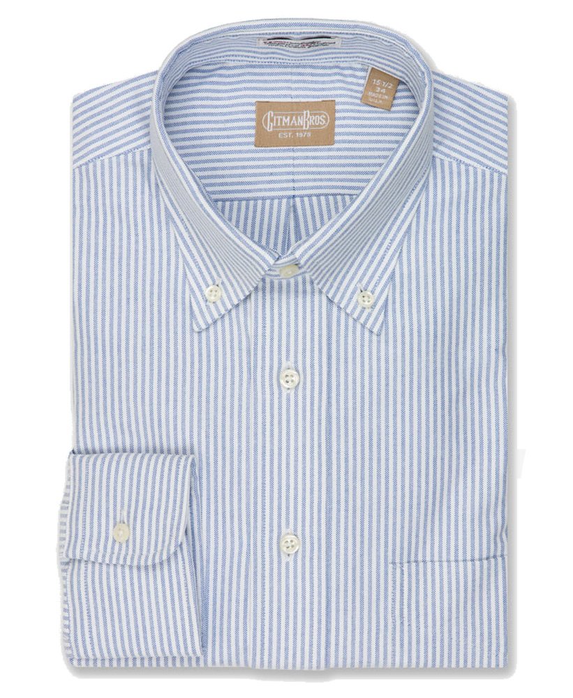Gitman Vintage Button Down Oxford Shirt - Classic Blue Stripe Dress Shirt for Men | Perfect for Office, Business Meetings & Formal Occasions