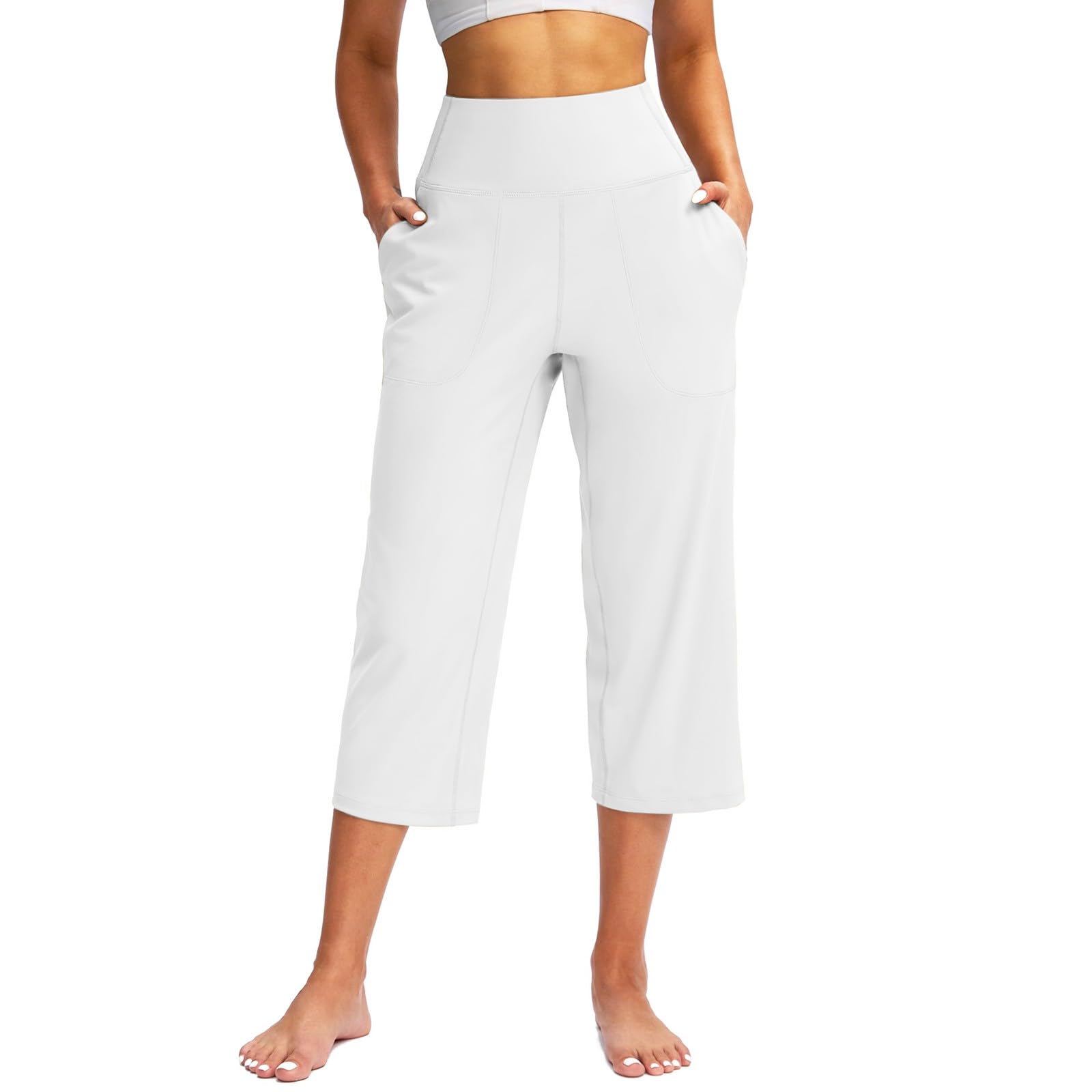 Plus Size Women's Wide Leg Black Pants & Capri Shorts - Elastic Waist Comfort Stretch Pants for Women | Casual Wear, Office Outfits & Summer Fashion