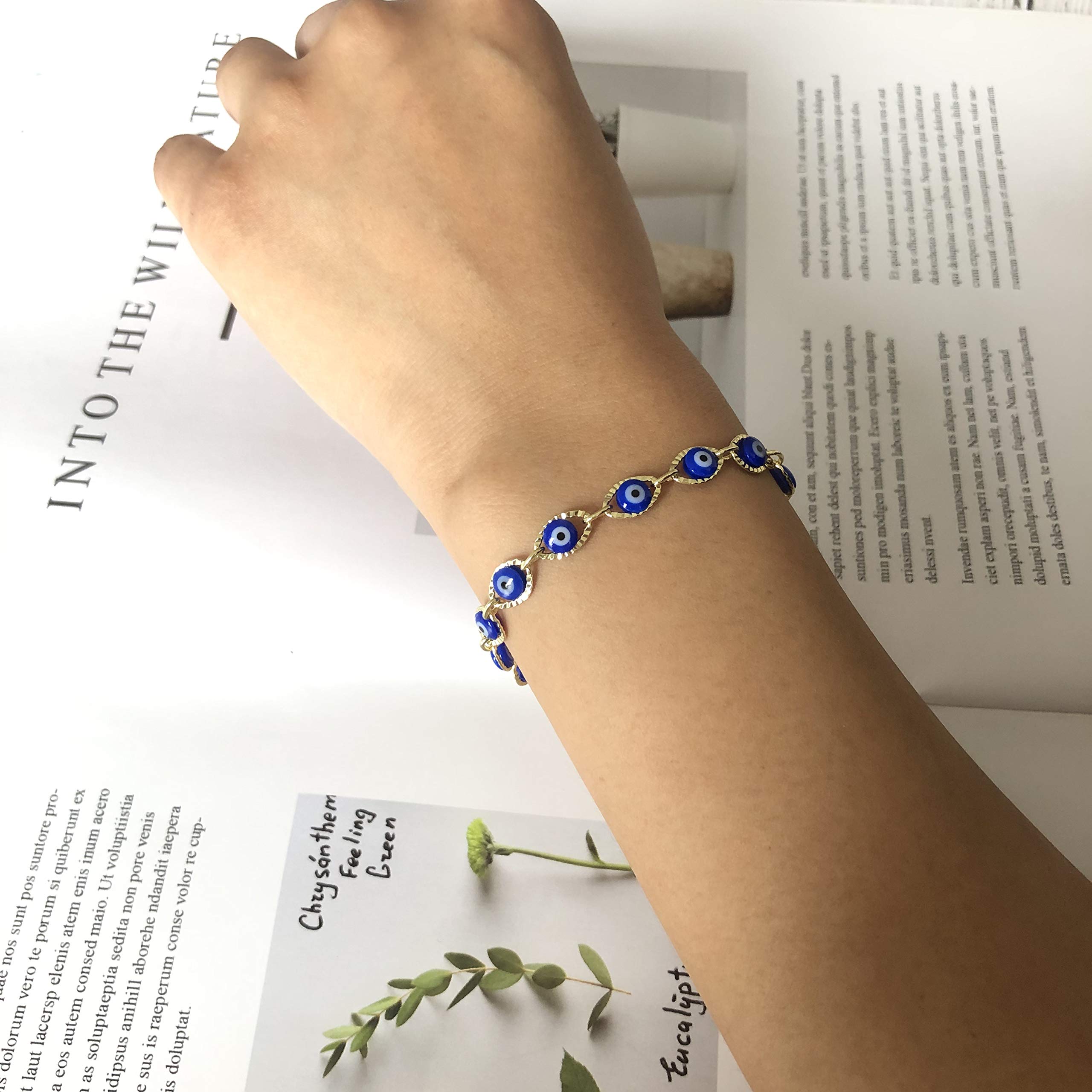 Blue Mini Evil Eye Ankle Bracelet for Women - Gold Overlay Navy Anklet Summer Jewelry for Teen Girls - Perfect for Beach, Vacation & Boho Fashion Accessories